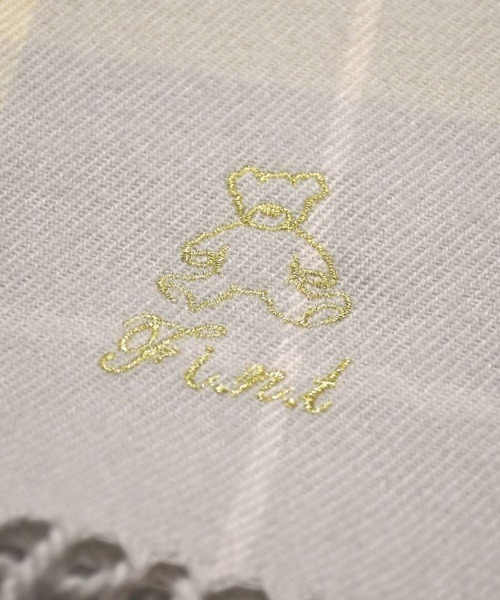 F i.n.t(フィント)の「テディベア刺繍入りチェックストール(ストール/ショール・レディース・ラベンダー/レンガ/ブルー・FREE)」の14枚目の写真