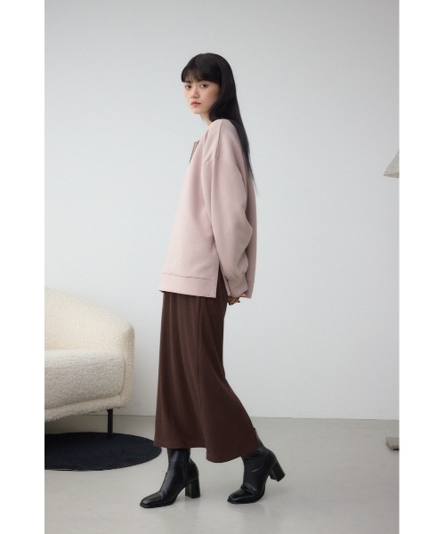 AZUL by moussy(アズールバイマウジー)の「【セット】【身長/骨格別着用画像あり】ハーフジップスウェットワンピース トレーナー トップス 秋服 冬服 ハーフジップ 長袖 レイヤード(ワンピース・レディース・ブラック/ブラウン・SMALL/MEDIUM)」の4枚目の写真