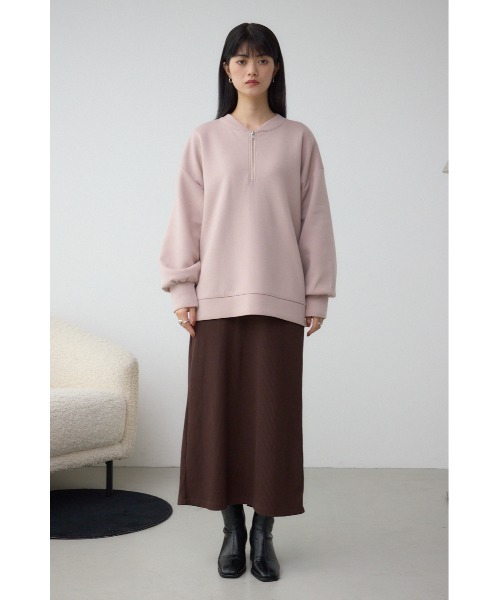 AZUL by moussy(アズールバイマウジー)の「【セット】【身長/骨格別着用画像あり】ハーフジップスウェットワンピース トレーナー トップス 秋服 冬服 ハーフジップ 長袖 レイヤード(ワンピース・レディース・ブラック/ブラウン・SMALL/MEDIUM)」の5枚目の写真