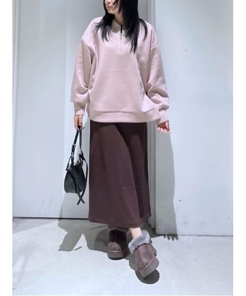 AZUL by moussy(アズールバイマウジー)の「【セット】【身長/骨格別着用画像あり】ハーフジップスウェットワンピース トレーナー トップス 秋服 冬服 ハーフジップ 長袖 レイヤード(ワンピース・レディース・ブラック/ブラウン・SMALL/MEDIUM)」の22枚目の写真