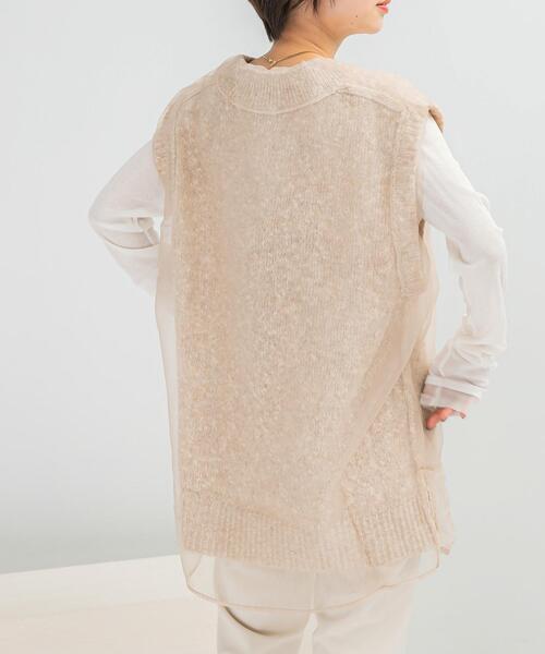 URBAN RESEARCH ROSSO WOMEN（アーバンリサーチ　ロッソ）の「CHIGNON　リバーオーガンドッキングベスト（ベスト・レディース・グレー/ベージュ・FREE）」の3枚目の写真