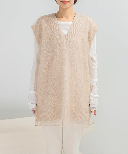 URBAN RESEARCH ROSSO WOMEN（アーバンリサーチ　ロッソ）の「CHIGNON　リバーオーガンドッキングベスト（ベスト・レディース・グレー/ベージュ・FREE）」の6枚目の写真