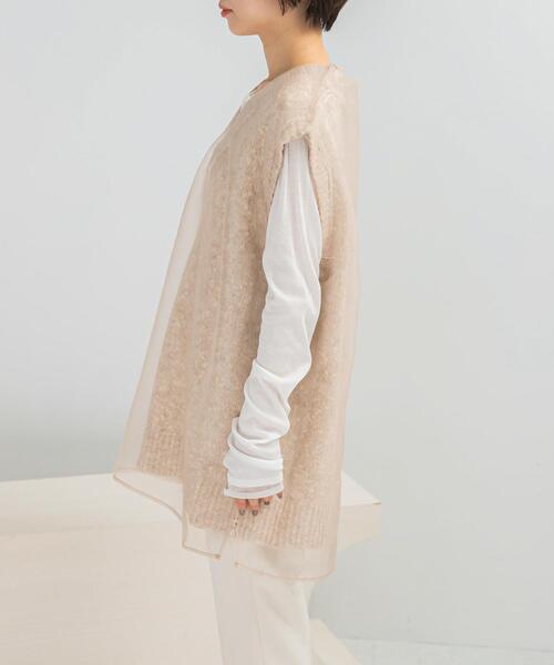 URBAN RESEARCH ROSSO WOMEN（アーバンリサーチ　ロッソ）の「CHIGNON　リバーオーガンドッキングベスト（ベスト・レディース・グレー/ベージュ・FREE）」の7枚目の写真