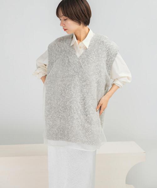 URBAN RESEARCH ROSSO WOMEN（アーバンリサーチ　ロッソ）の「CHIGNON　リバーオーガンドッキングベスト（ベスト・レディース・グレー/ベージュ・FREE）」の15枚目の写真