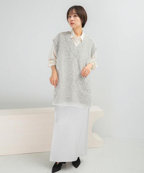 URBAN RESEARCH ROSSO WOMEN（アーバンリサーチ　ロッソ）の「CHIGNON　リバーオーガンドッキングベスト（ベスト・レディース・グレー/ベージュ・FREE）」の16枚目の写真