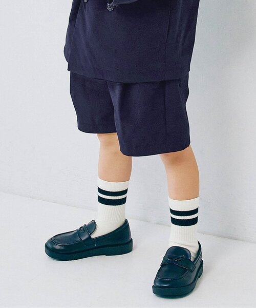 p.premier（ピードットプルミエ）の「タックデザインハーフパンツ_ジュニア対応（スーツパンツ・キッズ・ブラック/グレー/ネイビー・90/100/110/120/130/140）」の3枚目の写真