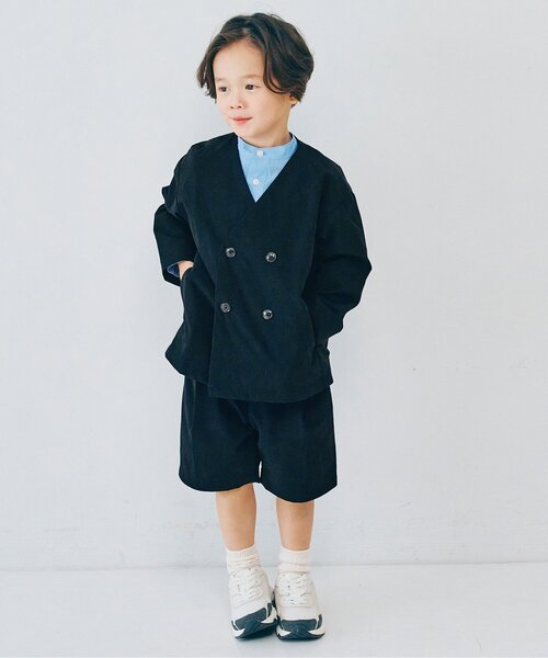 p.premier（ピードットプルミエ）の「タックデザインハーフパンツ_ジュニア対応（スーツパンツ・キッズ・ブラック/グレー/ネイビー・90/100/110/120/130/140）」の4枚目の写真