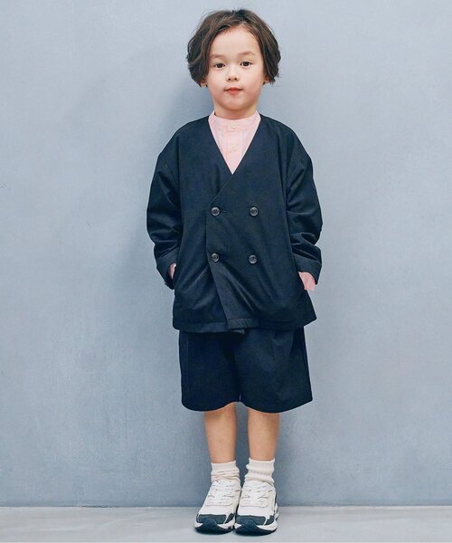 p.premier（ピードットプルミエ）の「タックデザインハーフパンツ_ジュニア対応（スーツパンツ・キッズ・ブラック/グレー/ネイビー・90/100/110/120/130/140）」の7枚目の写真