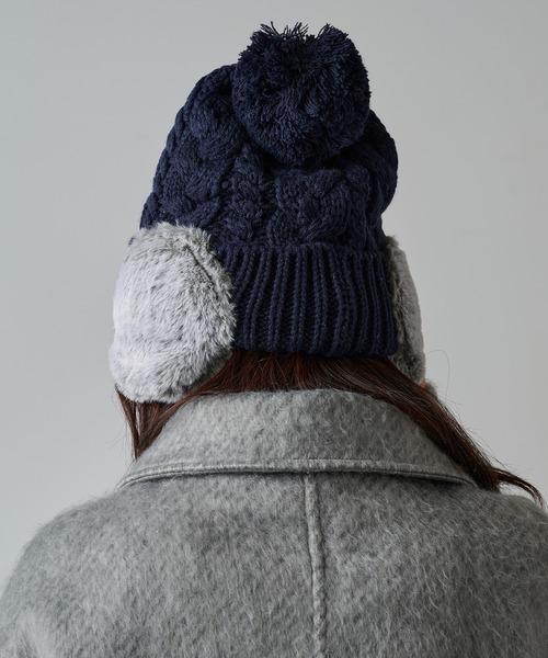 セール】【SETUP7】ボア耳つき ネコ刺繍ニット帽 ワッチ FTL（ニット