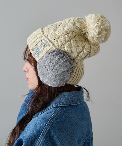 セール】【SETUP7】ボア耳つき ネコ刺繍ニット帽 ワッチ FTL（ニット