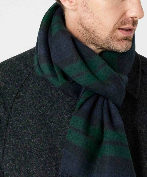 Johnstons of Elgin（ジョンストンズオブエルガン）の「[別注]小判チェックスカーフ(ウール/カシミヤ) 全2色（マフラー・メンズ・グレー/グリーン系その他・00）」の10枚目の写真