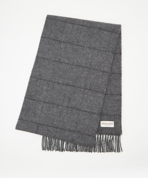 Johnstons of Elgin（ジョンストンズオブエルガン）の「[別注]小判チェックスカーフ(ウール/カシミヤ) 全2色（マフラー・メンズ・グレー/グリーン系その他・00）」の11枚目の写真