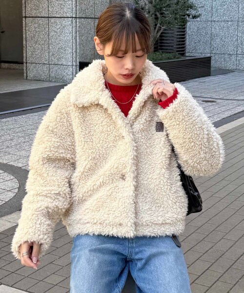 U.S. POLO ASSN.（ユーエスポロアッスン）の「【U.S. POLO ASSN.】ファージャケット（ブルゾン・レディース・グレイッシュベージュ/アイボリー/ブラウン/ホワイト系その他・SMALL/MEDIUM）」の2枚目の写真