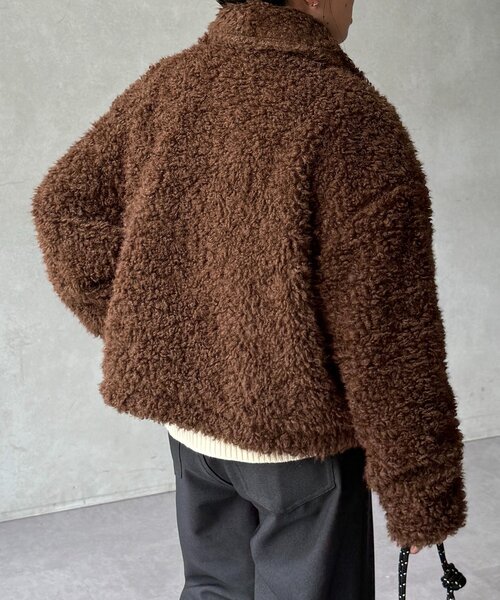 U.S. POLO ASSN.（ユーエスポロアッスン）の「【U.S. POLO ASSN.】ファージャケット（ブルゾン・レディース・グレイッシュベージュ/アイボリー/ブラウン/ホワイト系その他・SMALL/MEDIUM）」の12枚目の写真