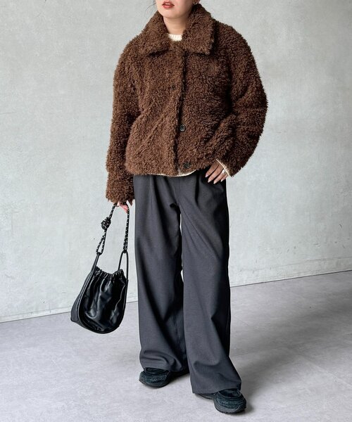 U.S. POLO ASSN.（ユーエスポロアッスン）の「【U.S. POLO ASSN.】ファージャケット（ブルゾン・レディース・グレイッシュベージュ/アイボリー/ブラウン/ホワイト系その他・SMALL/MEDIUM）」の15枚目の写真