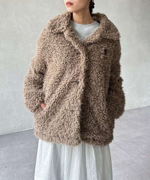 U.S. POLO ASSN.（ユーエスポロアッスン）の「【U.S. POLO ASSN.】ファージャケット（ブルゾン・レディース・グレイッシュベージュ/アイボリー/ブラウン/ホワイト系その他・SMALL/MEDIUM）」の7枚目の写真