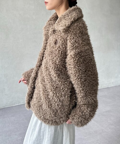 U.S. POLO ASSN.（ユーエスポロアッスン）の「【U.S. POLO ASSN.】ファージャケット（ブルゾン・レディース・グレイッシュベージュ/アイボリー/ブラウン/ホワイト系その他・SMALL/MEDIUM）」の8枚目の写真