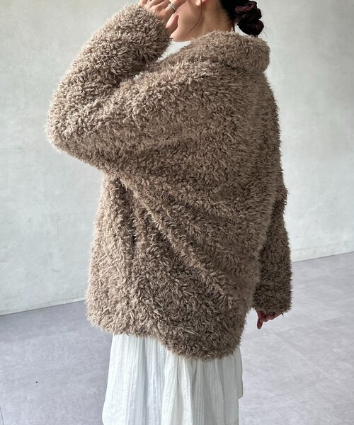 U.S. POLO ASSN.（ユーエスポロアッスン）の「【U.S. POLO ASSN.】ファージャケット（ブルゾン・レディース・グレイッシュベージュ/アイボリー/ブラウン/ホワイト系その他・SMALL/MEDIUM）」の17枚目の写真