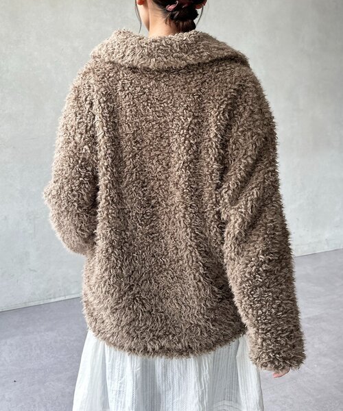 U.S. POLO ASSN.（ユーエスポロアッスン）の「【U.S. POLO ASSN.】ファージャケット（ブルゾン・レディース・グレイッシュベージュ/アイボリー/ブラウン/ホワイト系その他・SMALL/MEDIUM）」の18枚目の写真