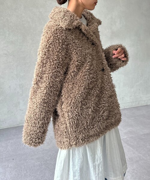 U.S. POLO ASSN.（ユーエスポロアッスン）の「【U.S. POLO ASSN.】ファージャケット（ブルゾン・レディース・グレイッシュベージュ/アイボリー/ブラウン/ホワイト系その他・SMALL/MEDIUM）」の19枚目の写真