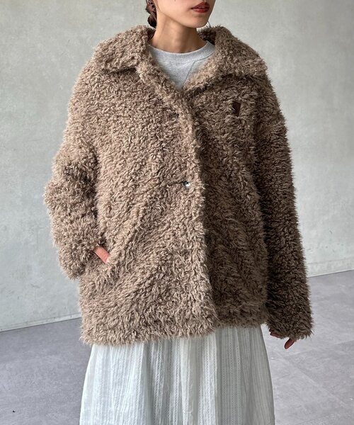 U.S. POLO ASSN.（ユーエスポロアッスン）の「【U.S. POLO ASSN.】ファージャケット（ブルゾン・レディース・グレイッシュベージュ/アイボリー/ブラウン/ホワイト系その他・SMALL/MEDIUM）」の20枚目の写真