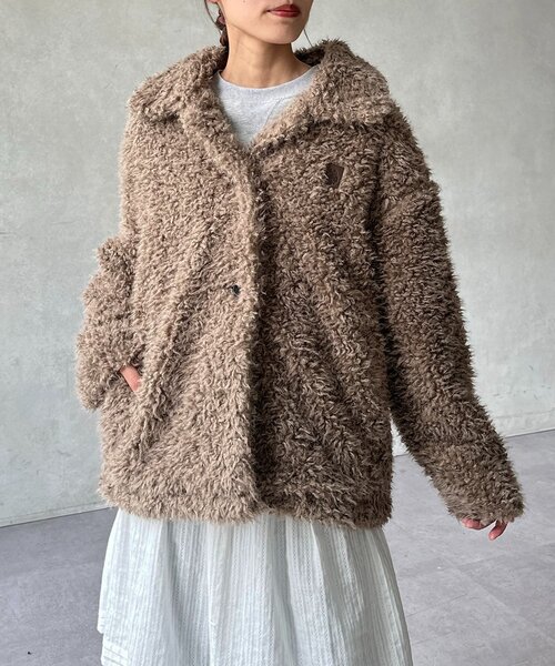 U.S. POLO ASSN.（ユーエスポロアッスン）の「【U.S. POLO ASSN.】ファージャケット（ブルゾン・レディース・グレイッシュベージュ/アイボリー/ブラウン/ホワイト系その他・SMALL/MEDIUM）」の21枚目の写真