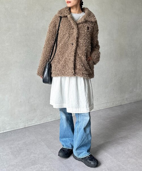 U.S. POLO ASSN.（ユーエスポロアッスン）の「【U.S. POLO ASSN.】ファージャケット（ブルゾン・レディース・グレイッシュベージュ/アイボリー/ブラウン/ホワイト系その他・SMALL/MEDIUM）」の22枚目の写真