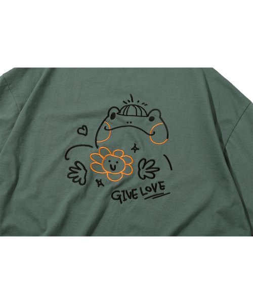 CPGN STUDIO(コンパーニョ)の「ゲゴルポップ刺繍半袖Tシャツフェードグリーン(Tシャツ/カットソー・レディース・その他・MEDIUM/LARGE)」の6枚目の写真