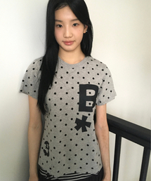 BAUF（バウフ）の「BロゴスリムフィットTシャツ[ドットグレー]（Tシャツ/カットソー）」