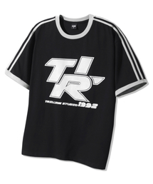 TRILLION（トリリオン）の「Track Line Graphic Ringer Half T-Shirt_Black（Tシャツ/カットソー）」