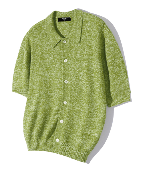 TRILLION(トリリオン)の「ウォッシャブルブックルカラー 半袖ニット(MELANGE GREEN)(Tシャツ/カットソー・レディース・その他・MEDIUM/LARGE/X-LARGE)」の1枚目の写真