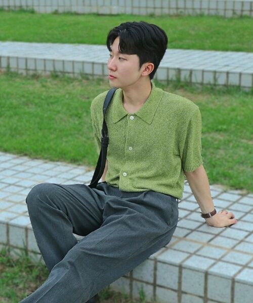 TRILLION(トリリオン)の「ウォッシャブルブックルカラー 半袖ニット(MELANGE GREEN)(Tシャツ/カットソー・レディース・その他・MEDIUM/LARGE/X-LARGE)」の11枚目の写真