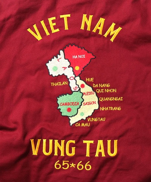 HOUSTON ヒューストン REVERSIBLE VIETNAM JACKET 虎 MAP柄 刺繍
