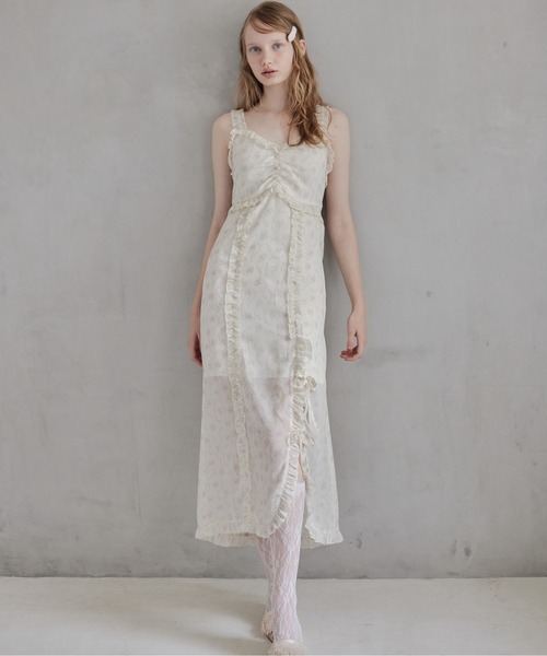 etre loin（エトルワン）の「Frill slit cami dress（ワンピース・レディース・ブラック/ホワイト/ベージュ・M）」の8枚目の写真