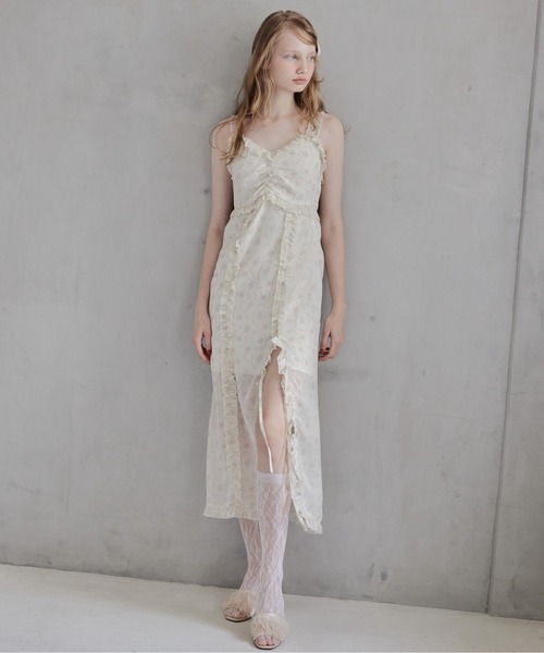 etre loin（エトルワン）の「Frill slit cami dress（ワンピース・レディース・ブラック/ホワイト/ベージュ・M）」の5枚目の写真