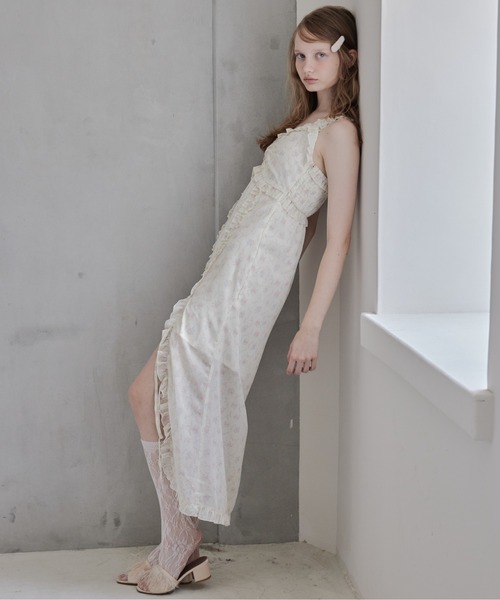 etre loin（エトルワン）の「Frill slit cami dress（ワンピース・レディース・ブラック/ホワイト/ベージュ・M）」の7枚目の写真