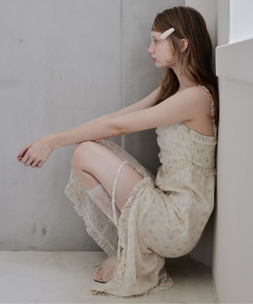 etre loin（エトルワン）の「Frill slit cami dress（ワンピース・レディース・ブラック/ホワイト/ベージュ・M）」の9枚目の写真