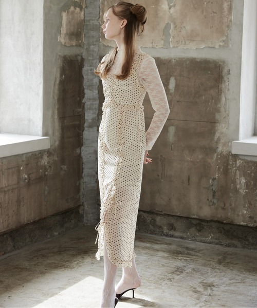 etre loin（エトルワン）の「Frill slit cami dress（ワンピース・レディース・ブラック/ホワイト/ベージュ・M）」の22枚目の写真