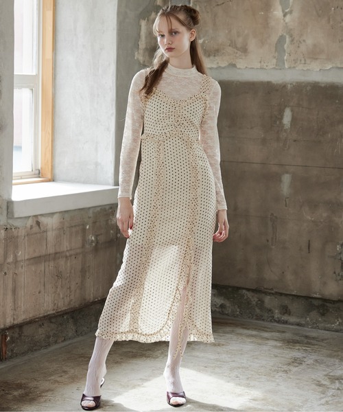 etre loin（エトルワン）の「Frill slit cami dress（ワンピース・レディース・ブラック/ホワイト/ベージュ・M）」の21枚目の写真