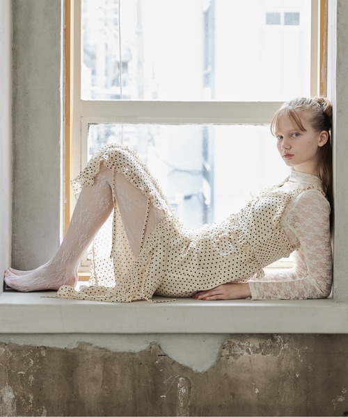 etre loin(エトルワン)の「Frill slit cami dress(ワンピース・レディース・ブラック/ホワイト/ベージュ/ピンク・M)」の21枚目の写真