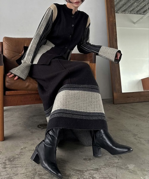 WILLFULLY(ウィルフリー)の「jacquard weave placement peplum knit(ニット/セーター・レディース・その他/ブラック・FREE)」の3枚目の写真