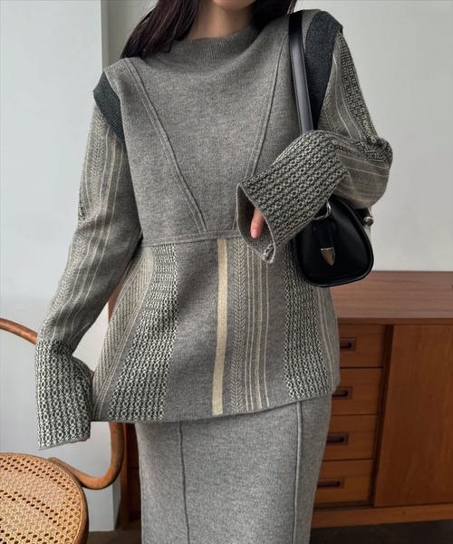 WILLFULLY(ウィルフリー)の「jacquard weave placement peplum knit(ニット/セーター・レディース・その他/ブラック・FREE)」の10枚目の写真