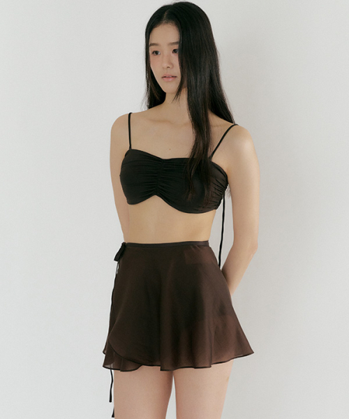 LINGSEOUL(リングソウル)の「sheer layered wrap skirt-brown(スカート・レディース・その他・FREE)」の2枚目の写真