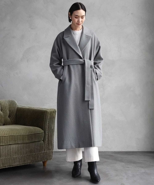 MICHEL KLEIN(ミッシェル・クラン)の「Super100ウールロングチェスターコート(チェスターコート・レディース・カーキ/ブラック・38)」の2枚目の写真