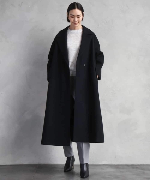 MICHEL KLEIN(ミッシェル・クラン)の「Super100ウールロングチェスターコート(チェスターコート・レディース・カーキ/ブラック・38)」の1枚目の写真
