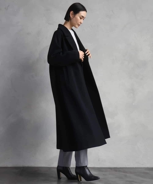 MICHEL KLEIN(ミッシェル・クラン)の「Super100ウールロングチェスターコート(チェスターコート・レディース・カーキ/ブラック・38)」の4枚目の写真