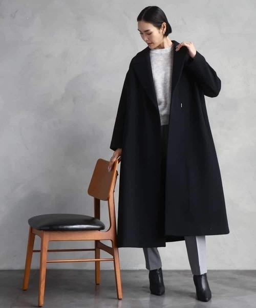MICHEL KLEIN(ミッシェル・クラン)の「Super100ウールロングチェスターコート(チェスターコート・レディース・カーキ/ブラック・38)」の5枚目の写真