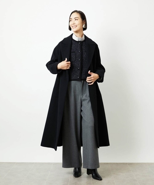 MICHEL KLEIN(ミッシェル・クラン)の「Super100ウールロングチェスターコート(チェスターコート・レディース・カーキ/ブラック・38)」の16枚目の写真