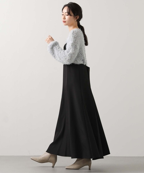 Gready Brilliant（グレディブリリアン）の「パネルフレアキャミワンピース（ワンピース・レディース・ブラック/ブラウン・36/38）」の4枚目の写真