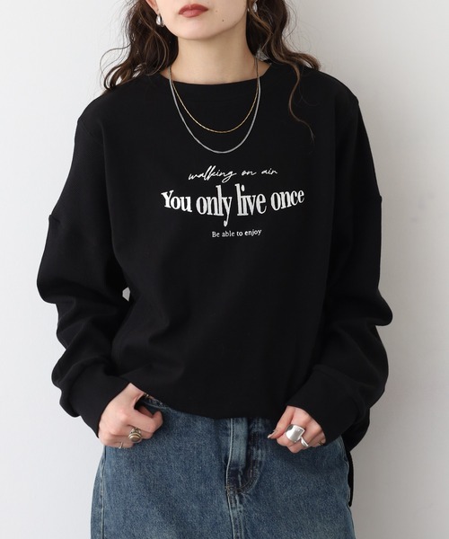 A.N.L（エーエヌエル　レーベル）の「A.N.L ロゴプリント切替カットソー（Tシャツ/カットソー・レディース・ネイビー/ライトグレー/ブラック・38）」の2枚目の写真